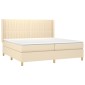 vidaXL Κρεβάτι Boxspring με Στρώμα & LED Κρεμ 200x200 εκ. Υφασμάτινο
