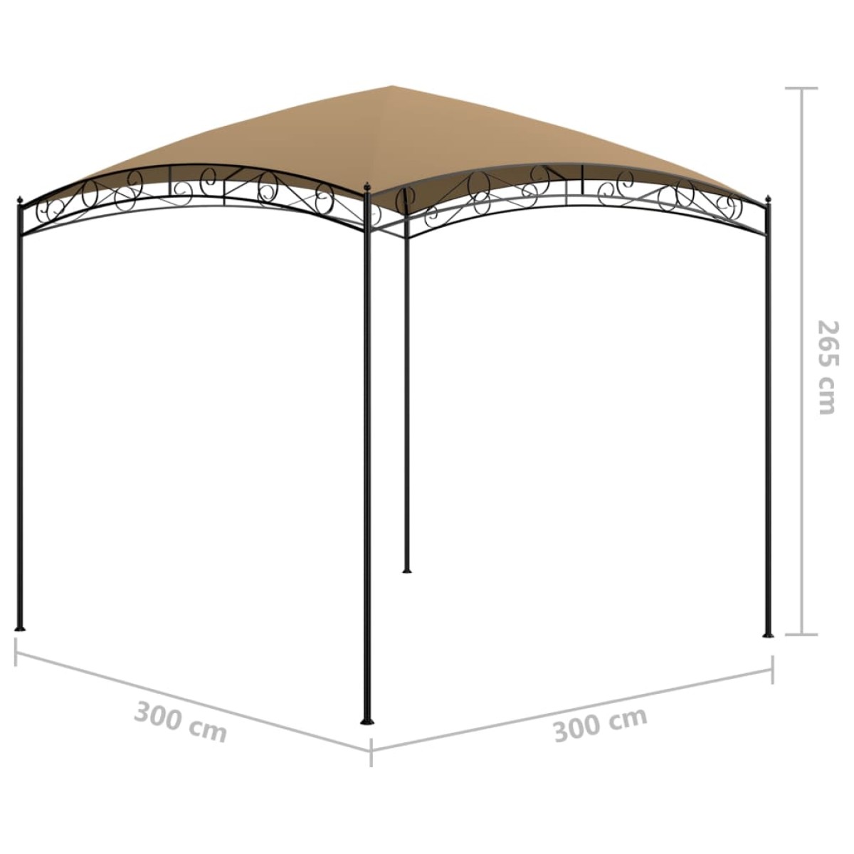 vidaXL Κιόσκι Taupe 3 x 3 x 2,65 μ. 180 γρ./μ²