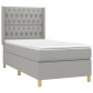 vidaXL Κρεβάτι Boxspring με Στρώμα & LED Αν.Γκρι 90x190 εκ. Υφασμάτινο