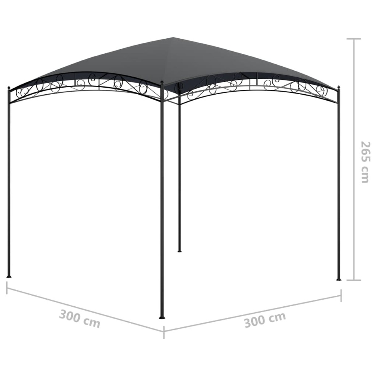 vidaXL Κιόσκι Ανθρακί 3 x 3 x 2,65 μ. 180 γρ./μ²