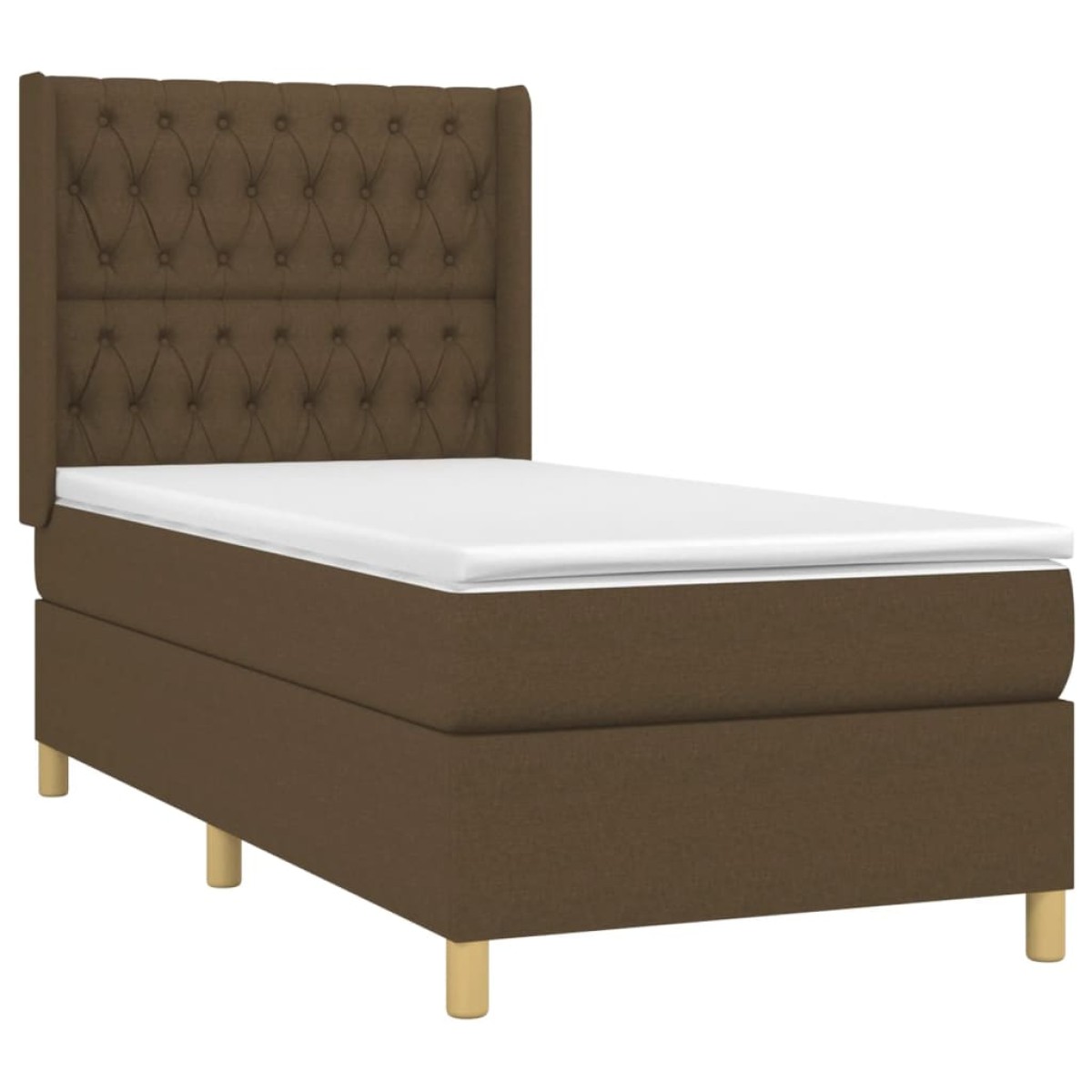 vidaXL Κρεβάτι Boxspring με Στρώμα & LED Σκ.Καφέ 90x190 εκ. Υφασμάτινο