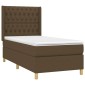 vidaXL Κρεβάτι Boxspring με Στρώμα & LED Σκ.Καφέ 90x190 εκ. Υφασμάτινο