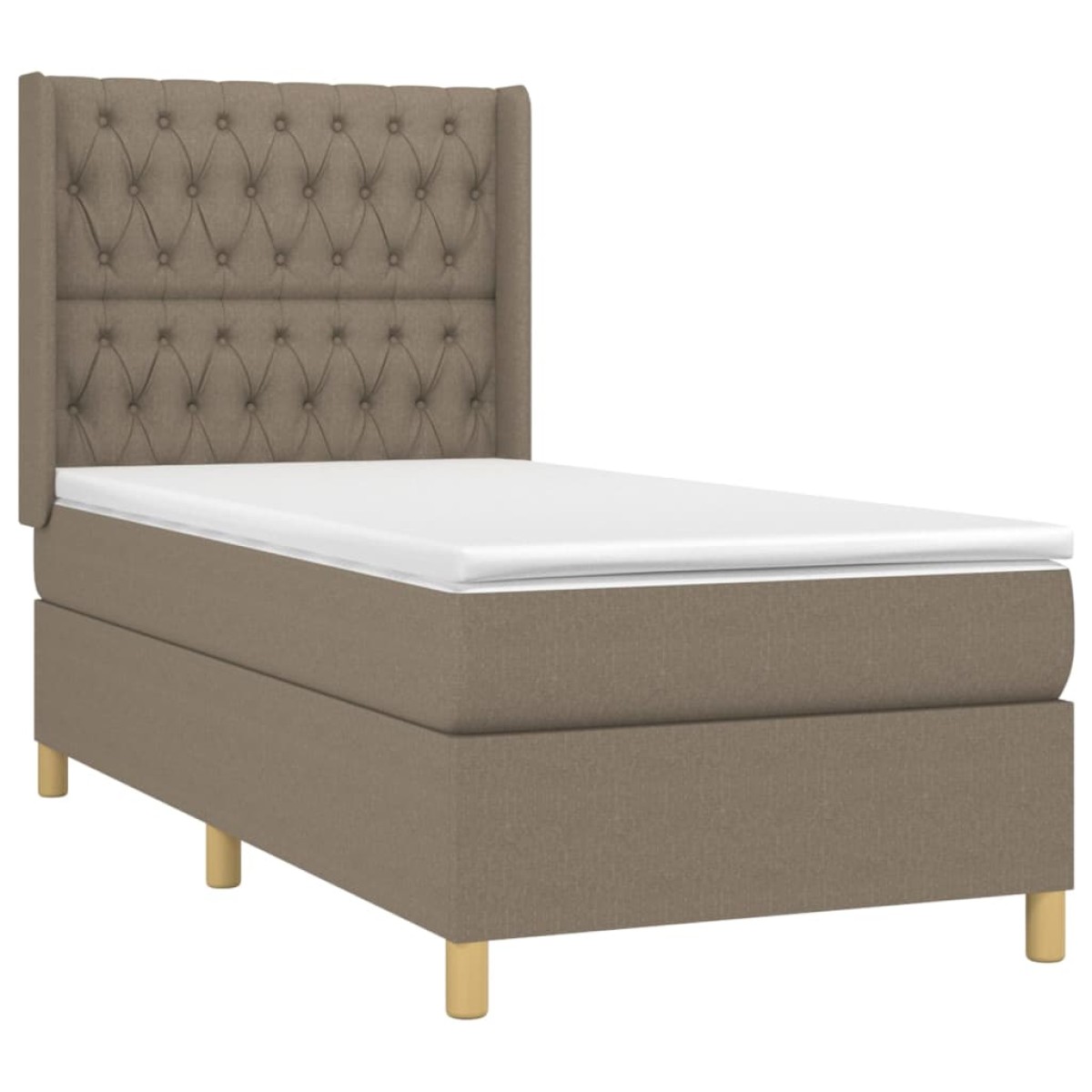 vidaXL Κρεβάτι Boxspring με Στρώμα & LED Taupe 90x190 εκ. Υφασμάτινο