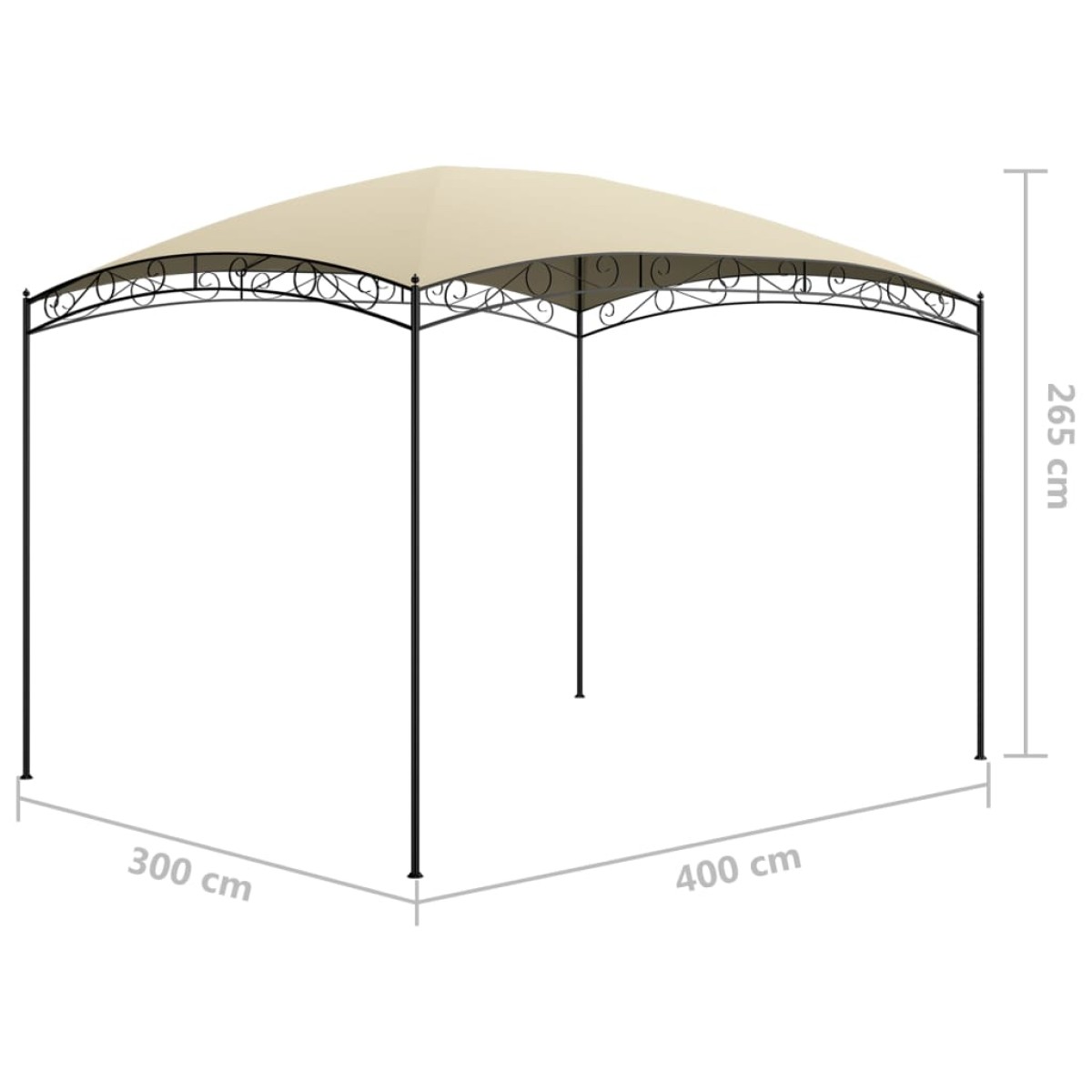 vidaXL Κιόσκι Κρεμ 3 x 4 x 2,65 μ. 180 γρ./μ²