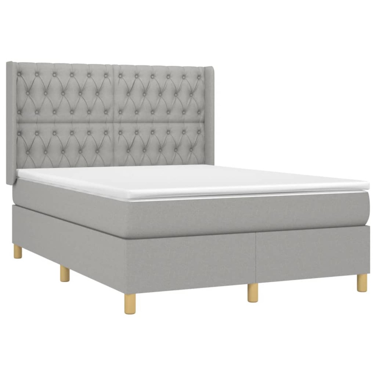 vidaXL Κρεβάτι Boxspring με Στρώμα & LED Αν.Γκρι 140x190εκ. Υφασμάτινο