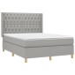 vidaXL Κρεβάτι Boxspring με Στρώμα & LED Αν.Γκρι 140x190εκ. Υφασμάτινο