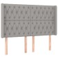 vidaXL Κρεβάτι Boxspring με Στρώμα & LED Αν.Γκρι 140x190εκ. Υφασμάτινο