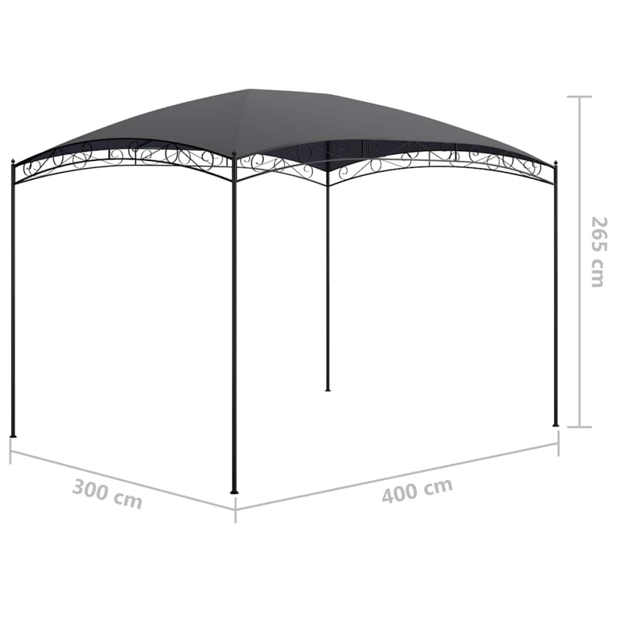 vidaXL Κιόσκι Ανθρακί 3 x 4 x 2,65 μ. 180 γρ./μ²
