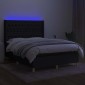 vidaXL Κρεβάτι Boxspring με Στρώμα & LED Μαύρο 140x200 εκ. Υφασμάτινο