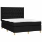 vidaXL Κρεβάτι Boxspring με Στρώμα & LED Μαύρο 140x200 εκ. Υφασμάτινο