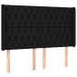 vidaXL Κρεβάτι Boxspring με Στρώμα & LED Μαύρο 140x200 εκ. Υφασμάτινο