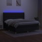 vidaXL Κρεβάτι Boxspring με Στρώμα & LED Μαύρο 180x200 εκ. Υφασμάτινο