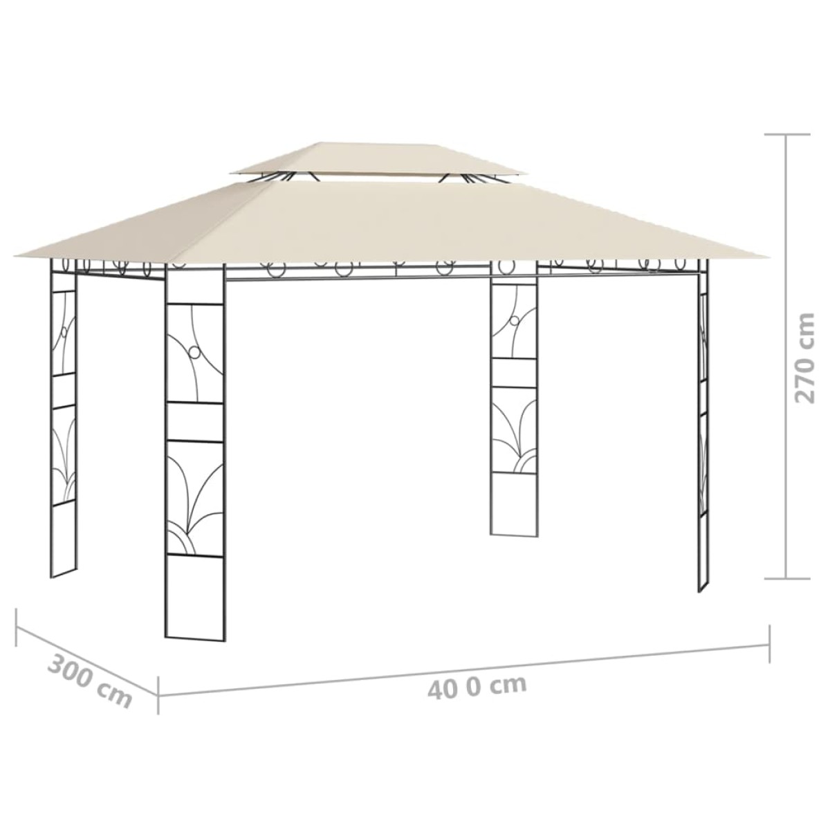 vidaXL Κιόσκι Κρεμ 4 x 3 x 2,7 μ. 160 γρ./μ²