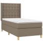 vidaXL Κρεβάτι Boxspring με Στρώμα & LED Taupe 80x200 εκ. Υφασμάτινο
