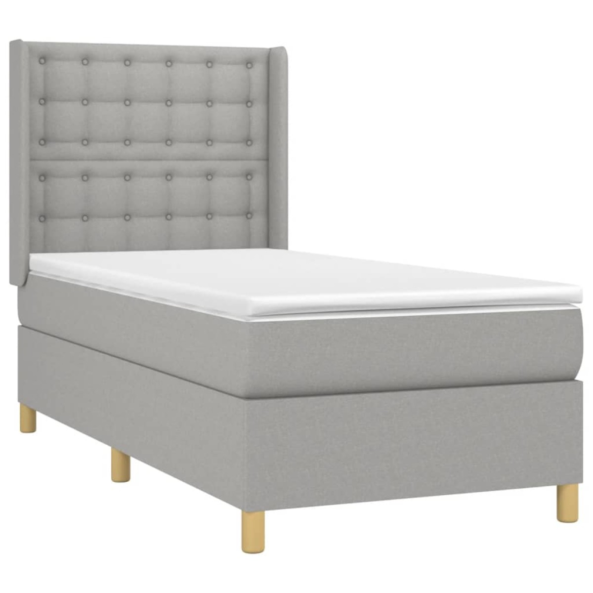 vidaXL Κρεβάτι Boxspring με Στρώμα & LED Αν.Γκρι 90x200 εκ. Υφασμάτινο