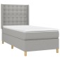vidaXL Κρεβάτι Boxspring με Στρώμα & LED Αν.Γκρι 90x200 εκ. Υφασμάτινο