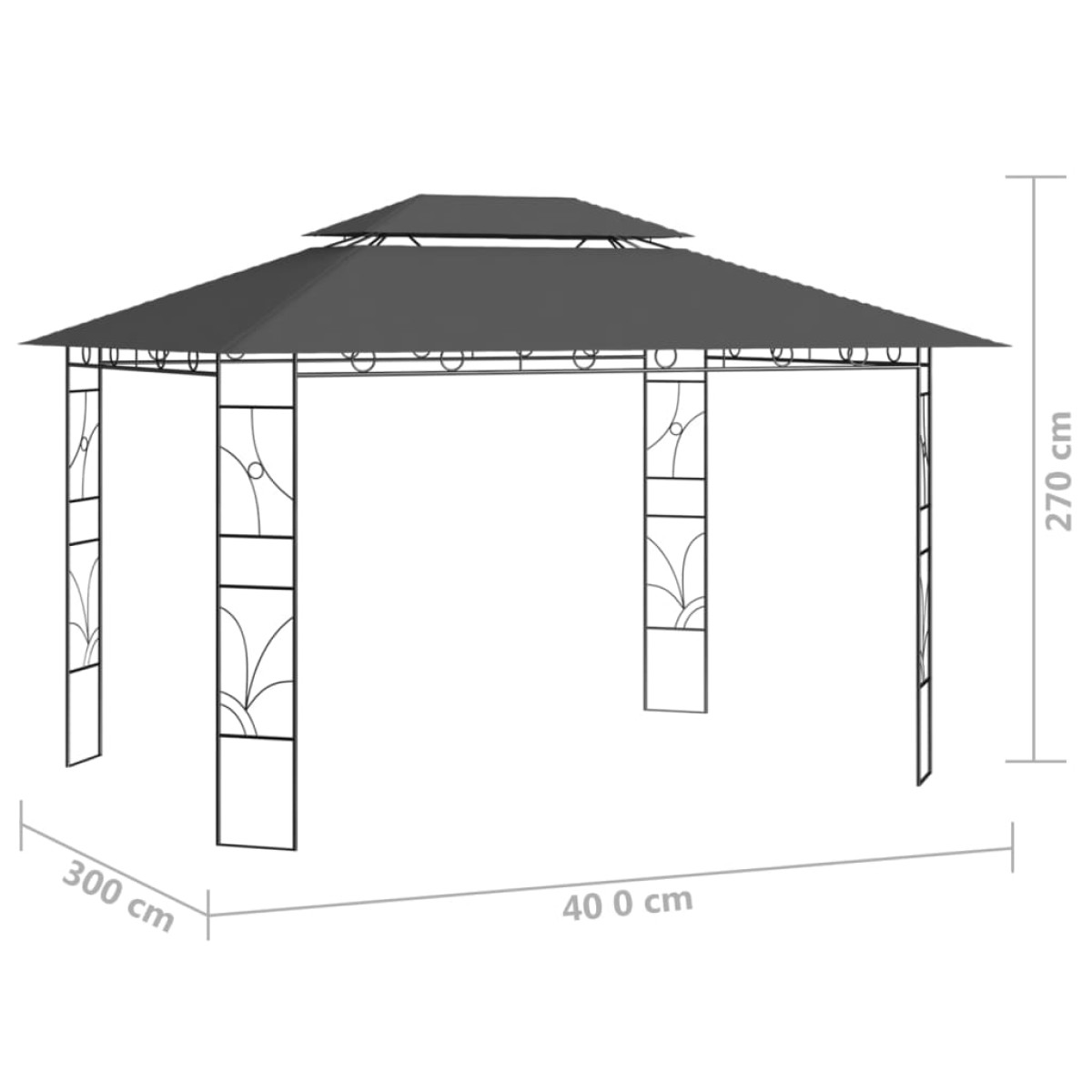 vidaXL Κιόσκι Ανθρακί 4 x 3 x 2,7 μ. 160 γρ./μ²