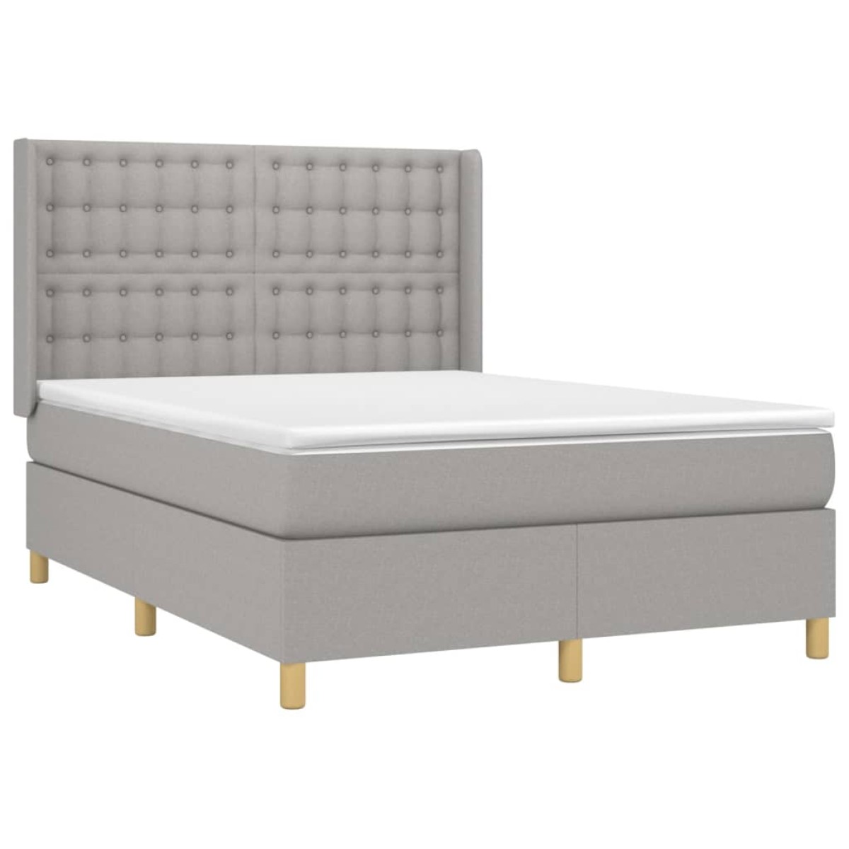 vidaXL Κρεβάτι Boxspring με Στρώμα & LED Αν.Γκρι 140x190εκ. Υφασμάτινο