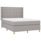 vidaXL Κρεβάτι Boxspring με Στρώμα & LED Αν.Γκρι 140x190εκ. Υφασμάτινο