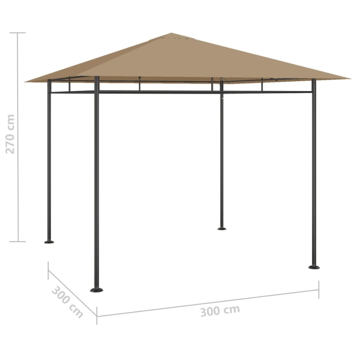 vidaXL Κιόσκι Taupe 3 x 3 x 2,7 μ. 180 γρ./μ²