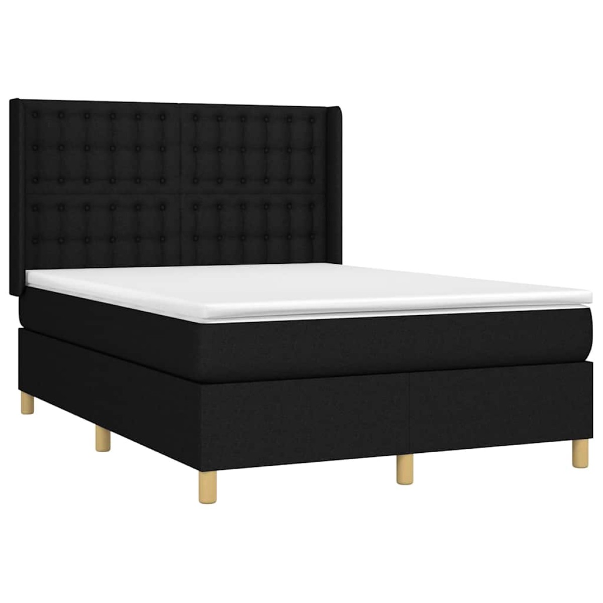 vidaXL Κρεβάτι Boxspring με Στρώμα & LED Μαύρο 140x200 εκ. Υφασμάτινο