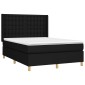 vidaXL Κρεβάτι Boxspring με Στρώμα & LED Μαύρο 140x200 εκ. Υφασμάτινο