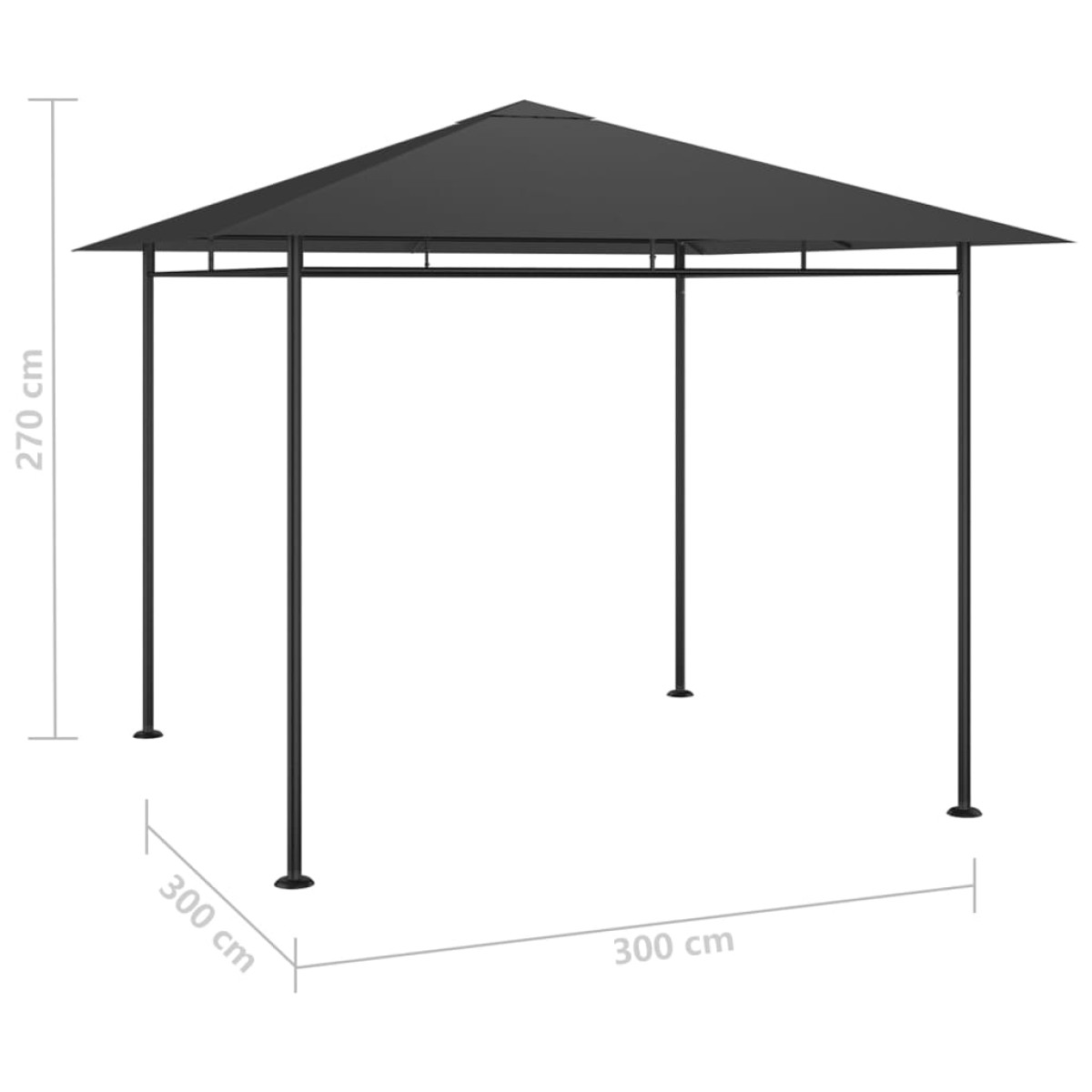vidaXL Κιόσκι Ανθρακί 3 x 3 x 2,7 μ. 180 γρ./μ²