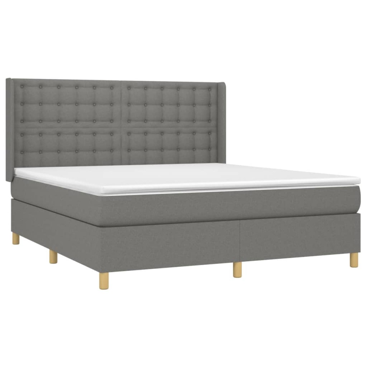 vidaXL Κρεβάτι Boxspring με Στρώμα & LED Σκ.Γκρι 160x200 εκ Υφασμάτινο