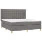 vidaXL Κρεβάτι Boxspring με Στρώμα & LED Σκ.Γκρι 160x200 εκ Υφασμάτινο
