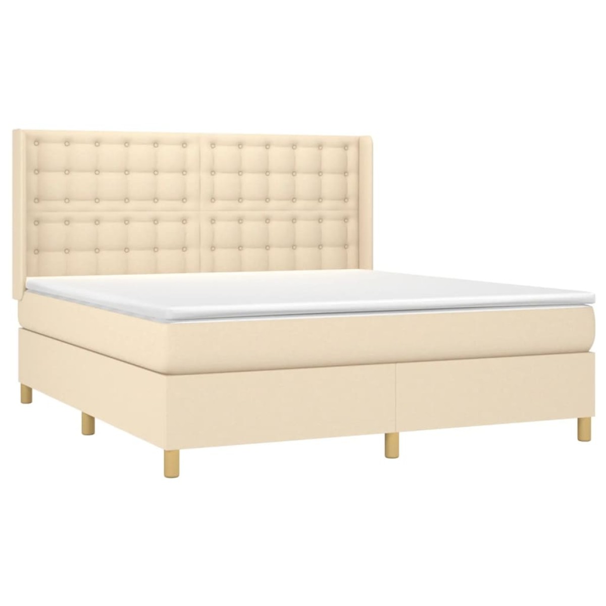 vidaXL Κρεβάτι Boxspring με Στρώμα & LED Κρεμ 160x200 εκ. Υφασμάτινο
