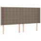 vidaXL Κρεβάτι Boxspring με Στρώμα & LED Taupe 200x200 εκ. Υφασμάτινο