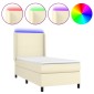 vidaXL Κρεβάτι Boxspring με Στρώμα & LED Κρεμ 80x200 εκ. Συνθ. Δέρμα