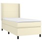 vidaXL Κρεβάτι Boxspring με Στρώμα & LED Κρεμ 80x200 εκ. Συνθ. Δέρμα
