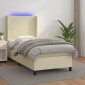 vidaXL Κρεβάτι Boxspring με Στρώμα & LED Κρεμ 80x200 εκ. Συνθ. Δέρμα