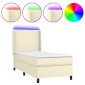 vidaXL Κρεβάτι Boxspring με Στρώμα & LED Κρεμ 90x190 εκ. Συνθ. Δέρμα