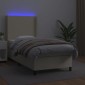 vidaXL Κρεβάτι Boxspring με Στρώμα & LED Κρεμ 90x190 εκ. Συνθ. Δέρμα