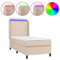 vidaXL Κρεβάτι Boxspring Στρώμα&LED Καπουτσίνο 90x190 εκ. Συνθ. Δέρμα