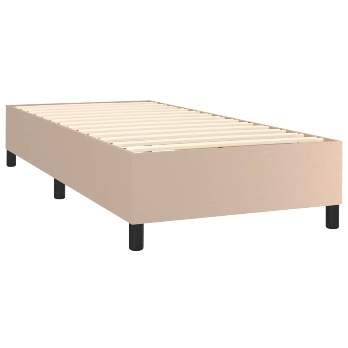 vidaXL Κρεβάτι Boxspring Στρώμα&LED Καπουτσίνο 90x190 εκ. Συνθ. Δέρμα