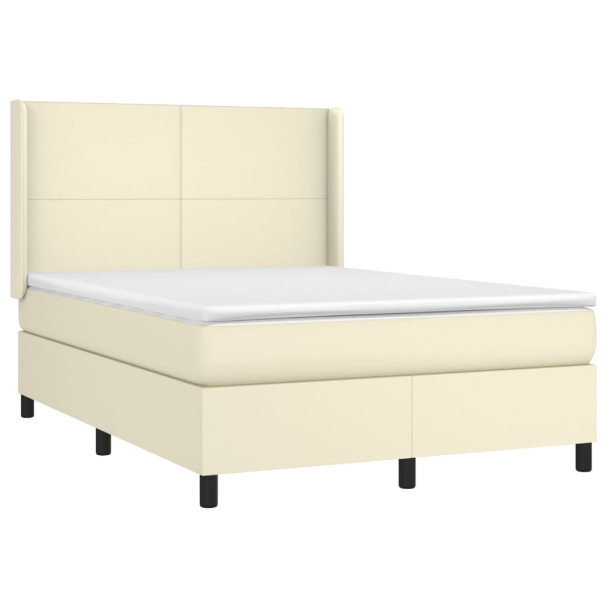 vidaXL Κρεβάτι Boxspring με Στρώμα & LED Κρεμ 140x190 εκ. Συνθ. Δέρμα