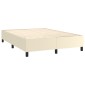 vidaXL Κρεβάτι Boxspring με Στρώμα & LED Κρεμ 140x190 εκ. Συνθ. Δέρμα