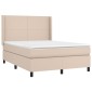 vidaXL Κρεβάτι Boxspring Στρώμα&LED Καπουτσίνο 140x190 εκ. Συνθ. Δέρμα