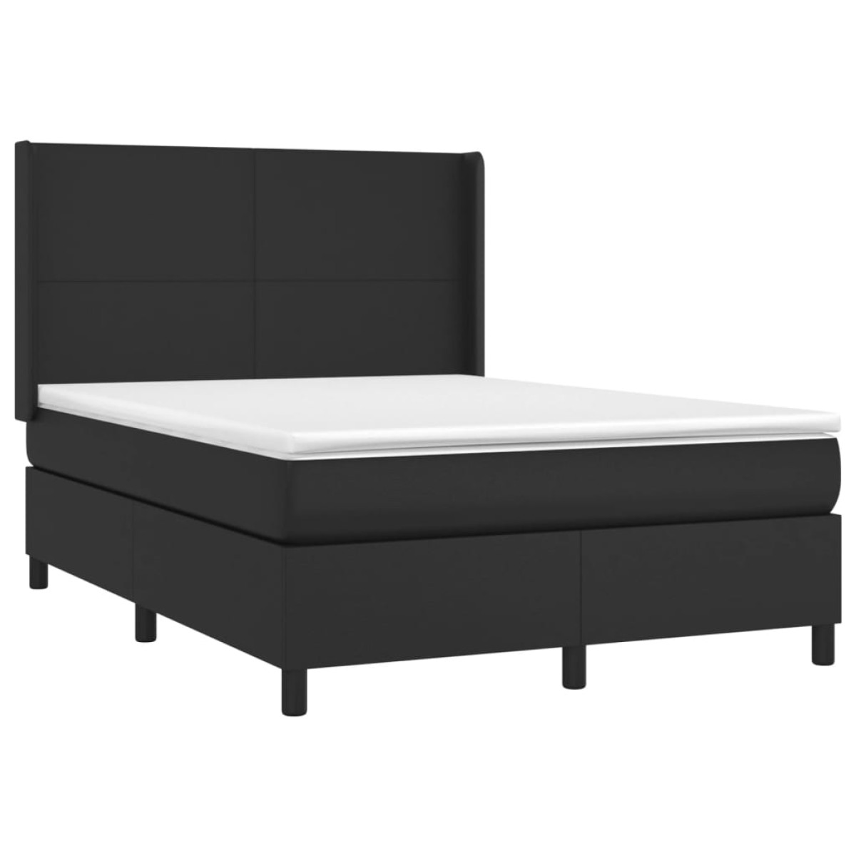 vidaXL Κρεβάτι Boxspring με Στρώμα & LED Μαύρο 140x200 εκ. Συνθ. Δέρμα