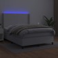 vidaXL Κρεβάτι Boxspring με Στρώμα & LED Λευκό 140x200 εκ. Συνθ. Δέρμα