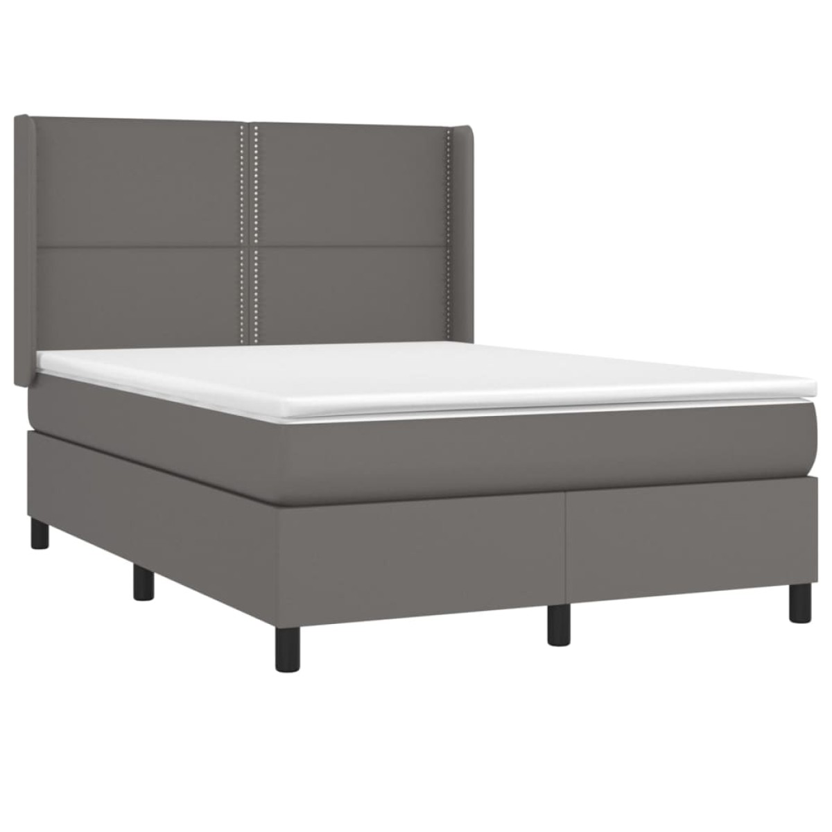 vidaXL Κρεβάτι Boxspring με Στρώμα & LED Γκρι 140x200 εκ. Συνθ. Δέρμα