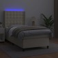 vidaXL Κρεβάτι Boxspring με Στρώμα & LED Κρεμ 90x190 εκ. Συνθ. Δέρμα