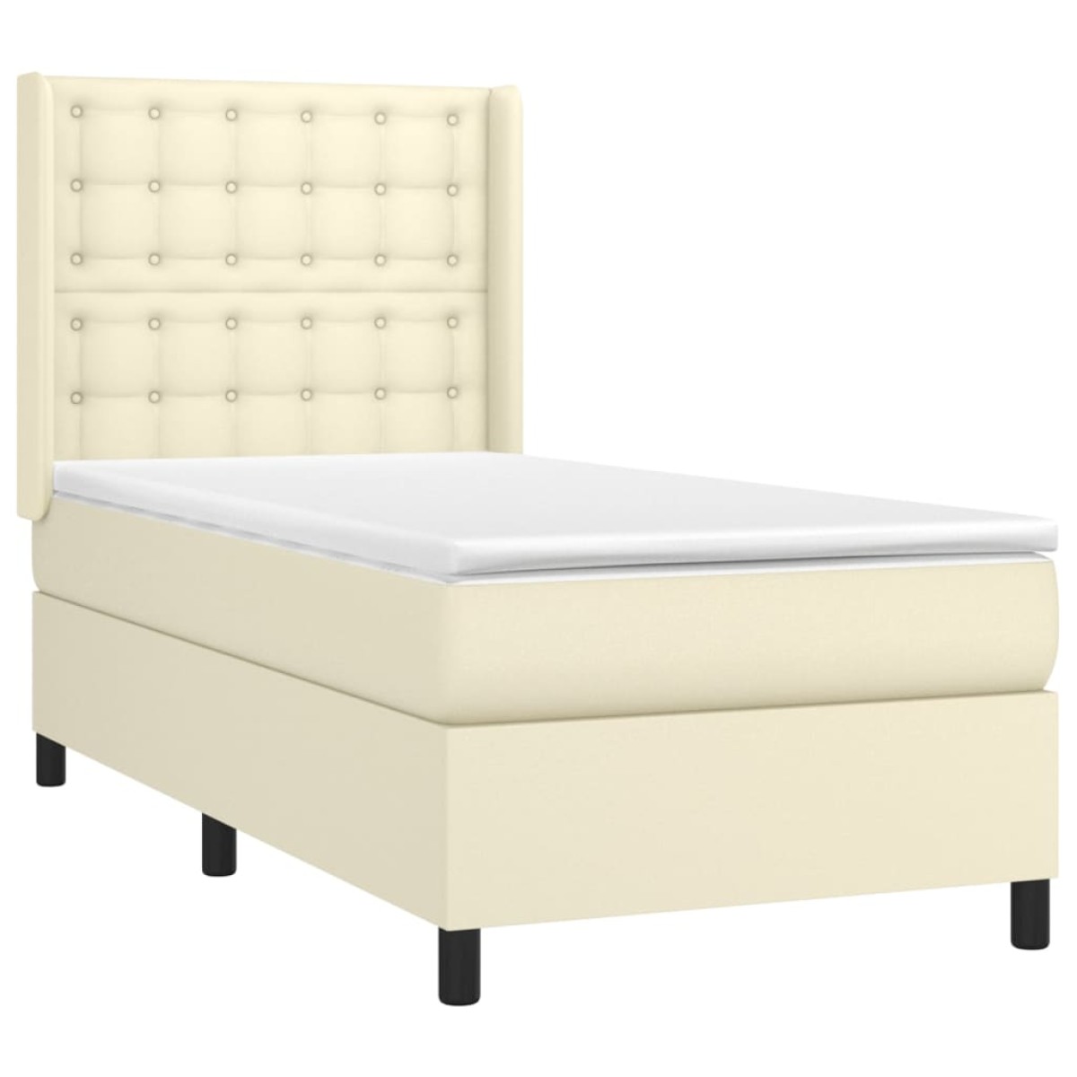 vidaXL Κρεβάτι Boxspring με Στρώμα & LED Κρεμ 90x190 εκ. Συνθ. Δέρμα