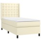 vidaXL Κρεβάτι Boxspring με Στρώμα & LED Κρεμ 90x190 εκ. Συνθ. Δέρμα