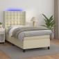 vidaXL Κρεβάτι Boxspring με Στρώμα & LED Κρεμ 90x190 εκ. Συνθ. Δέρμα