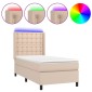 vidaXL Κρεβάτι Boxspring Στρώμα&LED Καπουτσίνο 90x190 εκ. Συνθ. Δέρμα