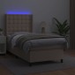 vidaXL Κρεβάτι Boxspring Στρώμα&LED Καπουτσίνο 90x190 εκ. Συνθ. Δέρμα